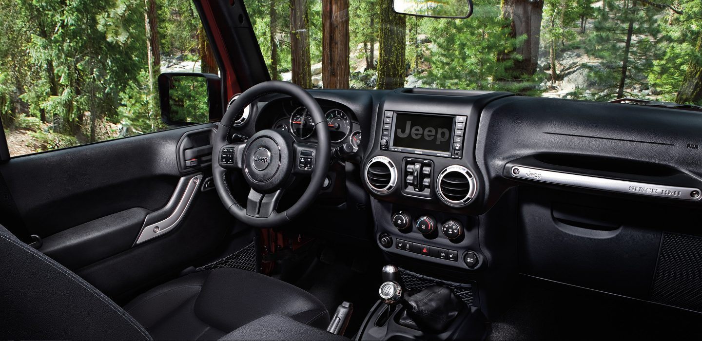 2018 Jeep Wrangler JK Black Front Interior Dashboard and Steering Wheel
